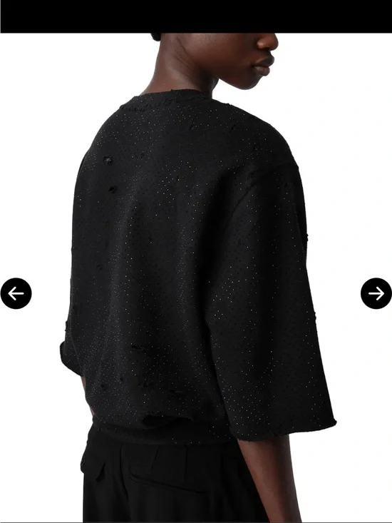 Zadig &Voltaire Edmond Destroy Strass Oversize Cotton crew NWT.